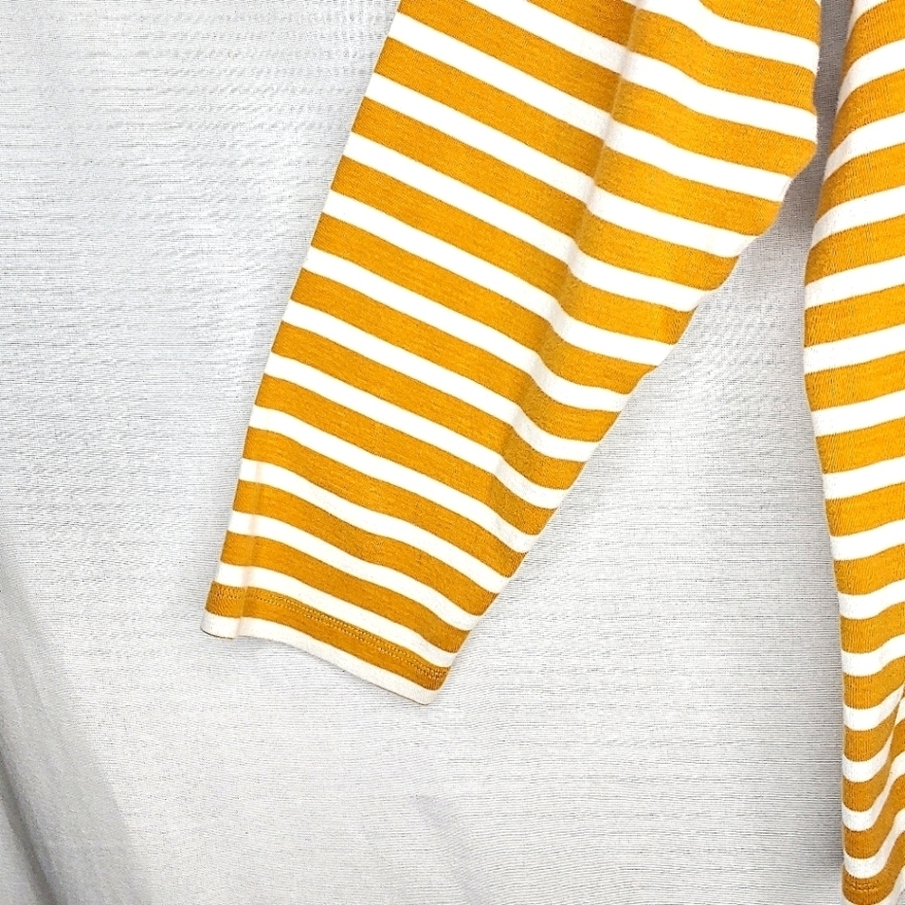 CJ Banks horizontal strip, long sleeved tee. Gold/white 1X - Picture 9 of 13